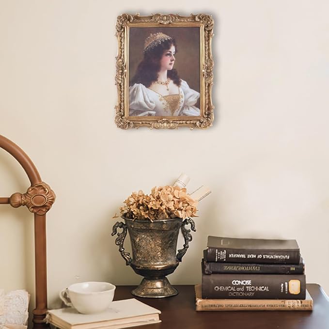 Antique Picture Frames 8x10 Vintage Victorian Ornate Picture Frames with Front Glass Wall Mount and Tabletop Baroque Home Decor Retro Gallery Wall Decor,1 Pack,Bronze