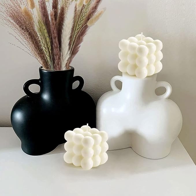 2PCS Bubble Candle Room Decor - Vanilla Scented Gifts for Women, Danish Pastel Bubble Cube Candles, Aesthetic Shelf Decor & Trendy Home Office Decorative Candles