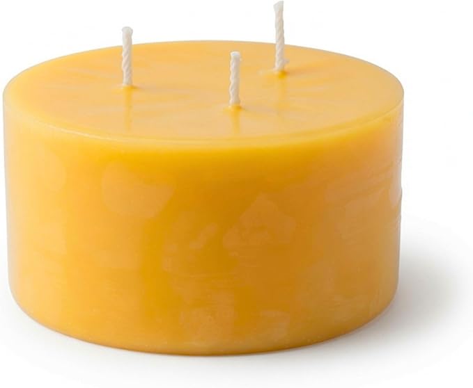 Bluecorn Beeswax 3-Wick Candle Refill – 22oz Amber Glass Jar, 100% Pure Beeswax, Unscented – 40 Hr Long Burn, Cotton Wick, Non Toxic – Handmade in USA, 1 Count
