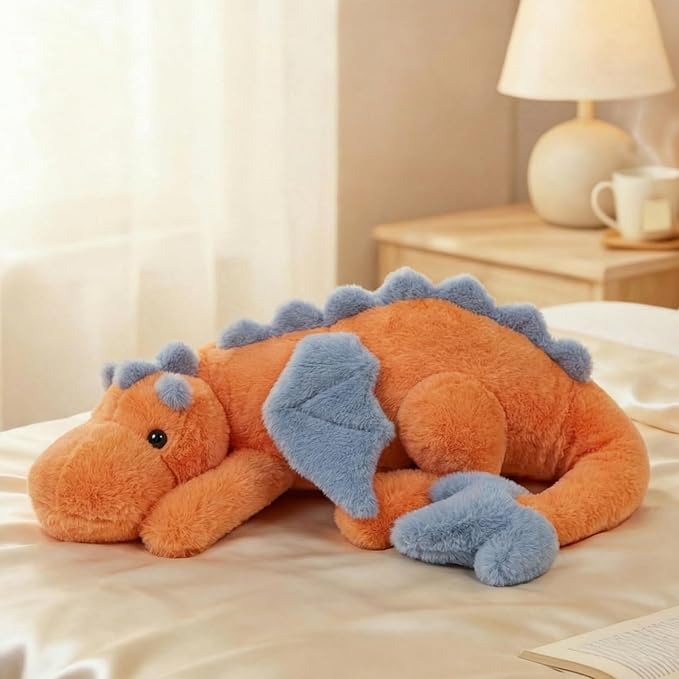 ARELUX Large 36in Cute Dragon Stuffed Animals Plush Toy Soft Orange Pterosaur Plushie Giant Fuzzy Dinosaur Pillow Plushies with Wings Cuddly for Friends Family Member