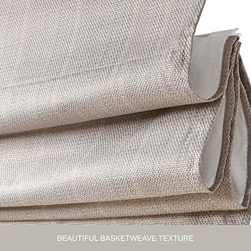 Madison Park Galen Cordless Roman Shade, 39"W x 64"H, Sheen Taupe – Room Darkening, Thermal Insulated, Energy Efficient Window Blind with Subtle Sheen Basketweave Fabric for Privacy