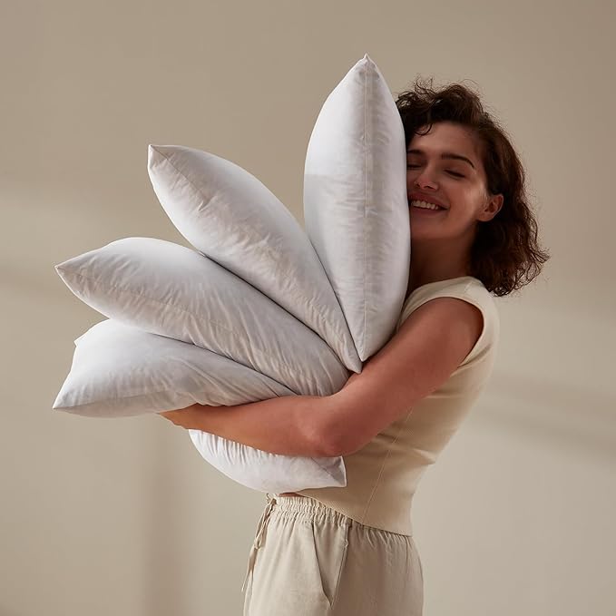 Feather Throw Pillow Insert, Soft Fluffy Square 18 x 18 Inches Decorative Pillow Insert, Feather and Down Euro Pillows for Bed, Couch and Cushion