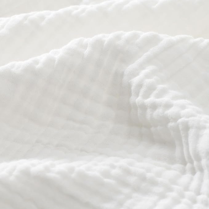Carriediosa 100% Cotton Muslin Throw Blanket 66" X 90" Twin XL Size，4-Layers Summer Gauze Throws for Bed Couch，Soft Lightweight Breathable Linen Blankets Bedspread for Adults All Season，White