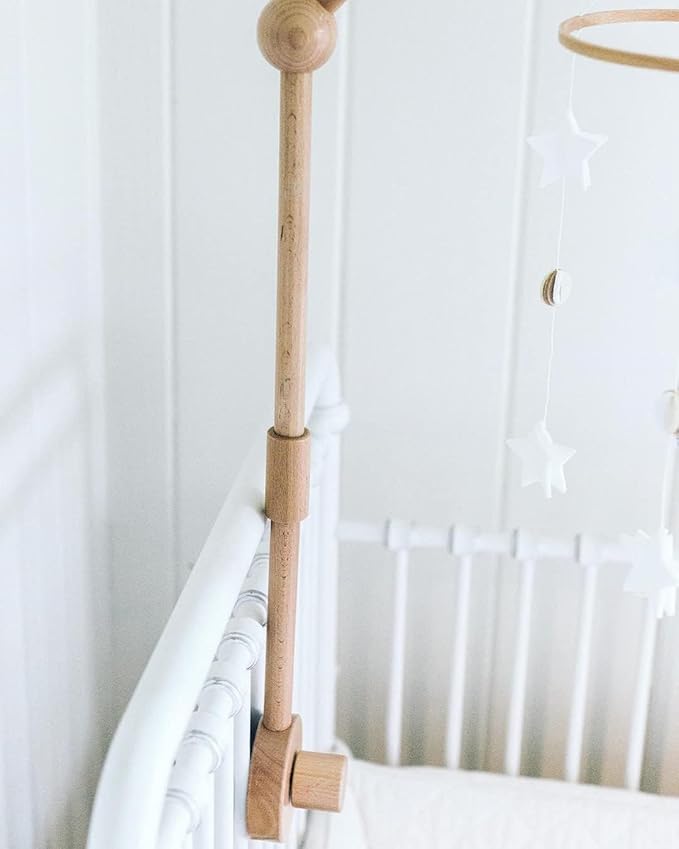 Baby Crib Mobile Arm Wooden Holder - Baby Mobile Hanger for Crib (31 inch, 100% Natural Beechwood) Strong Anti Slip - Nursery Decor & Gift Accessories (Original)