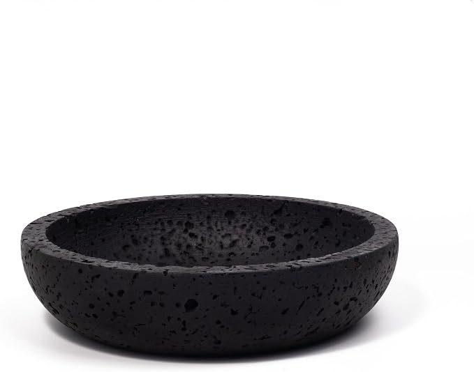 Shelf & Nook Travertine Decorative Bowls for Home Decor. Key Bowl for Entryway Table in a Choice of 5 Colors (Black, Small)