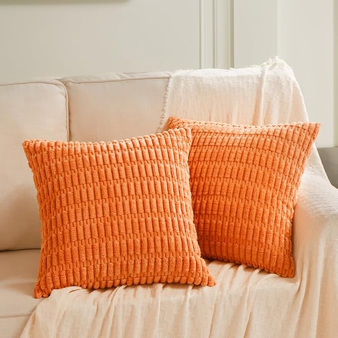 Fancy Homi 4 Packs Decorative Throw Pillow Covers for Living Room Couch Bed, Modern Farmhouse Boho Home Décor Accent Cushion Case, 16" x 16" (Pack of 4), Orange