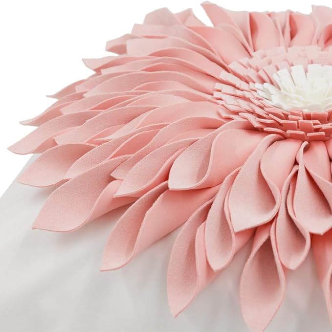 OiseauVoler 3D Sunflower Handmade Throw Pillow Covers Decorative Pink Pillowcases for Couch Girls Bed Living Room Home Decor 18x18 Inches