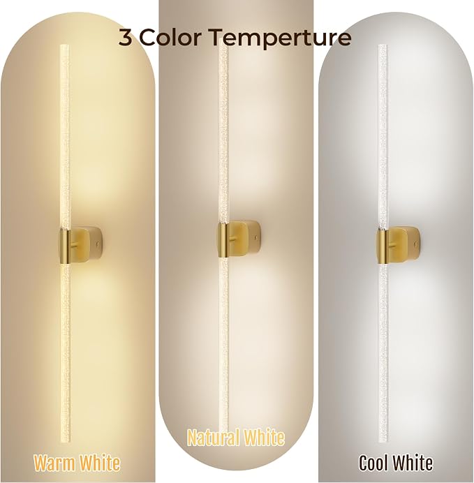 Battery Operated Wall Sconce Set of 2 Rechargeable Battery Powered Wall Light with 12000mAh Wireless Dimmable Wall Lamp Fixtures for Bedroom Living Room (Brushed Gold, 31"-2 Pack)