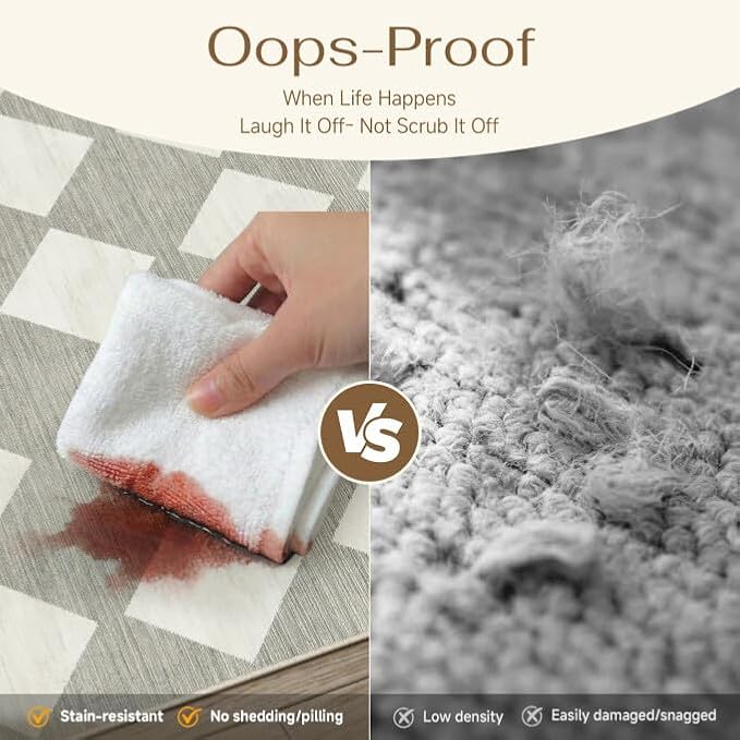 PureCozy 6x9 Checkered Area Rugs for Living Room Gray Machine Washable Modern Soft Large Rug Non-Slip Low Pile Accent Indoor Office Carpet for Bedroom Dining Room Nursery Classroom
