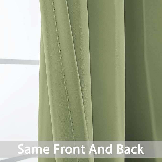 Yakamok 84 Inch Length Blackout Curtains for Bedroom, Thermal Insulated Room Darkening Grommet Solid Window Drapes for Living Room,42W x 84L,Sage Green,2 Panels