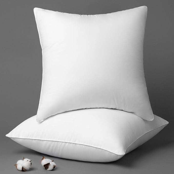 Phantoscope 16 x 16 Pillow Inserts - Throw Pillow Inserts with 100% Cotton Cover - Square Forms Pillow Sham Stuffer - Decorative Couch Cushion Pillows (2 Pack, 16 Inches)