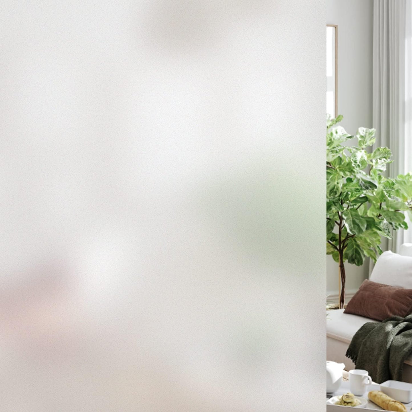 HIDBEA Frosted Window Privacy Film Heat Control UV Blocking, Static Cling Non-Adhesive Reusable Door coverings for Bathroom Home Office (Frosted 17.3 Inch x 13.1 Feet)