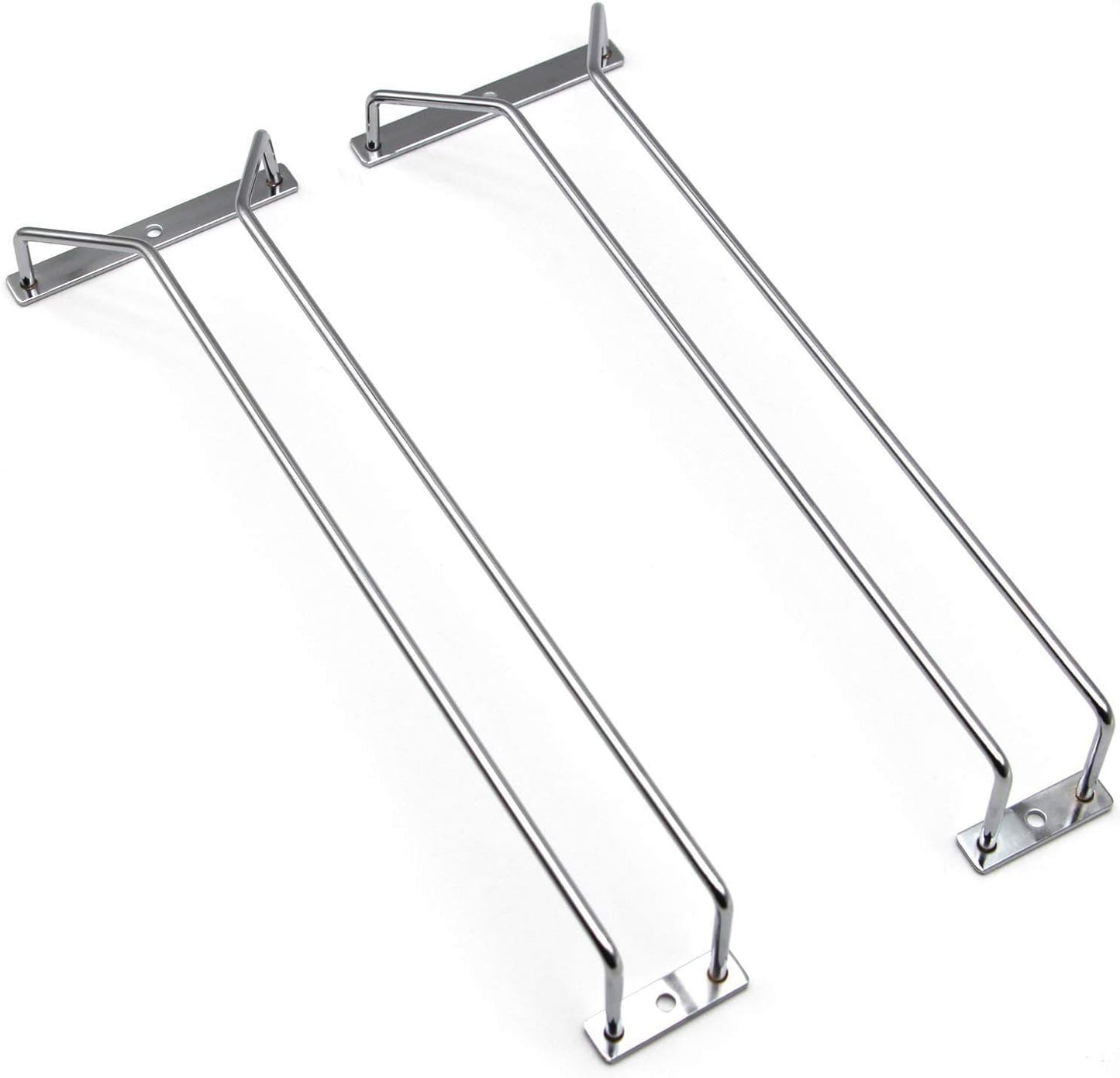 14-Inch Wine Glass Rack, Under Cabinet Wine Glass Holder Stainless Steel Chrome Finish Stemware Rack - Hanging Stemware Holder for Cabinet Kitchen Bar, Set of 2