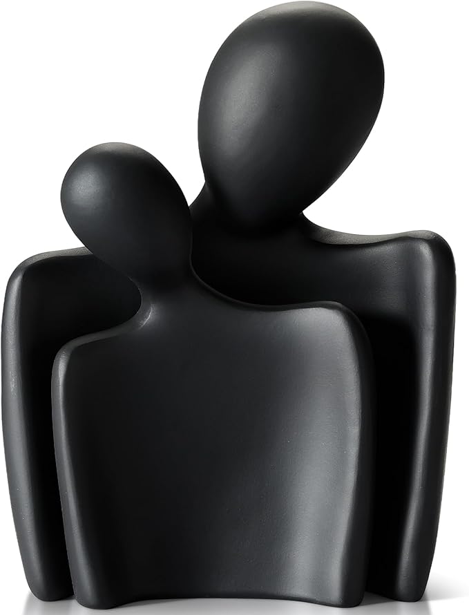Flytime Love Couple Statue-8 Inch, Suitable for Home Modern Art Decor Sculpture Placed in TV Stand, Living Room, Bookshelf, Bedroom for Valentine's Day, Wedding, Anniversary (Black)