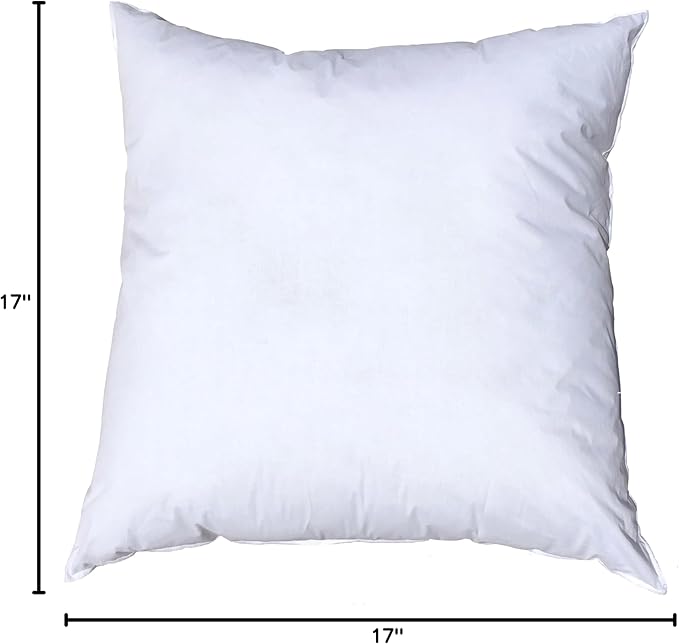 Pillowflex Premium Polyester Pillow Insert – 17x17 - Square Pillows Form, Machine Washable, Soft Sham Supports, Decorative Form for Covers and Throw Pillows, Hypoallergenic - Made in USA - 2 Pack