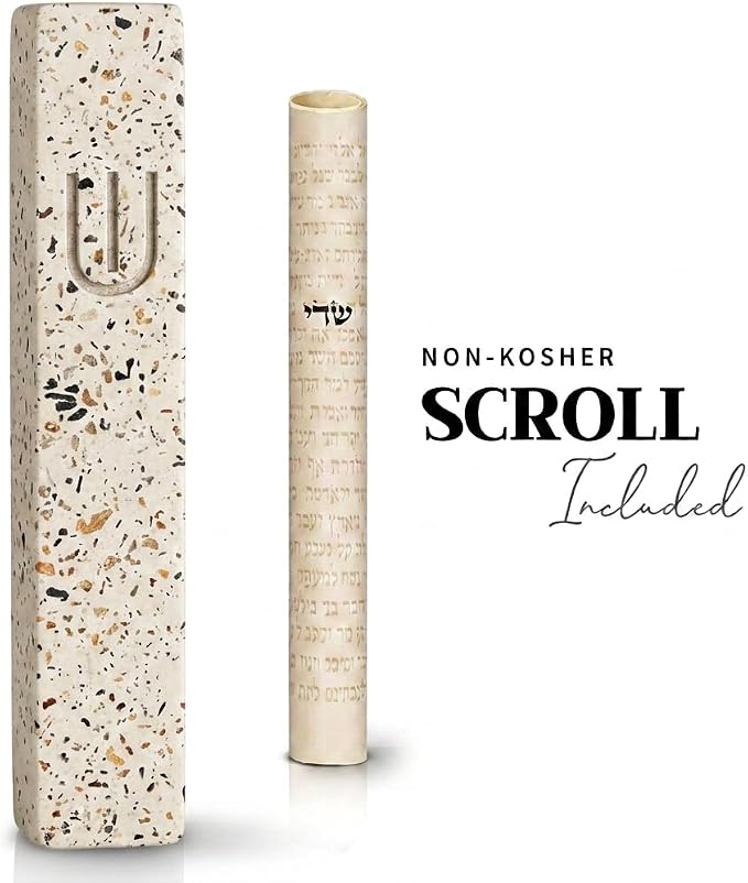 SURI Mezuzah for Door with Scroll – 6 Inch Modern Mezuzah Case with Non Kosher Scroll Included, Fits up to 5” Scroll, Easy Adhesive Installation, Gift Box Included