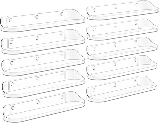 SpaceWhisper Floating Shelves for Wall, 10-Pack 15" Wall Shelves for Bathroom, Bedroom, Living Room, Display Hanging Shelf Organizer for Book, Picture Ledge, Figure Storage, Room Decor (Clear)