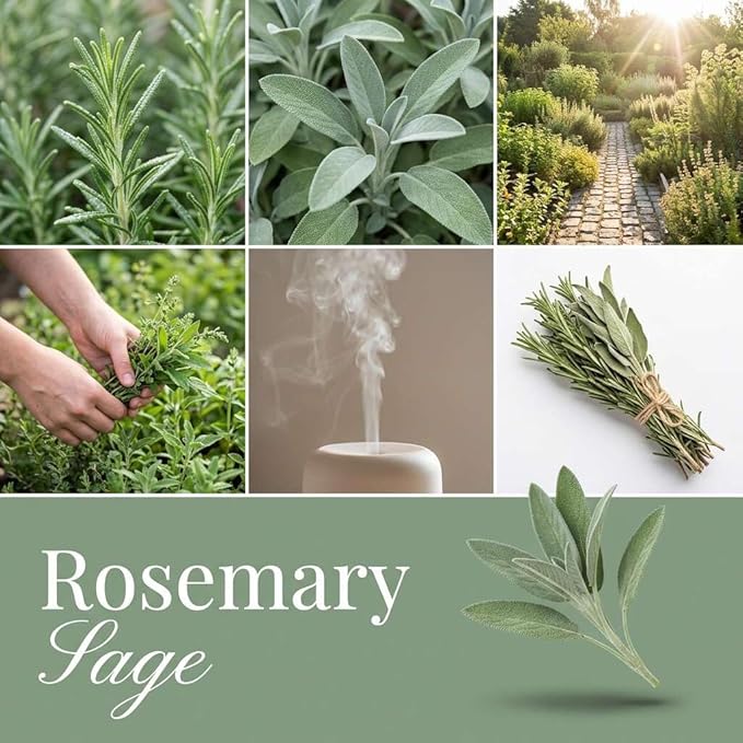 Rosemary Sage Strongly Scented Hand Poured Vegan Wax Melts, 12 Scented Wax Cubes, 6.4 Ounces in 2 x 6-Packs