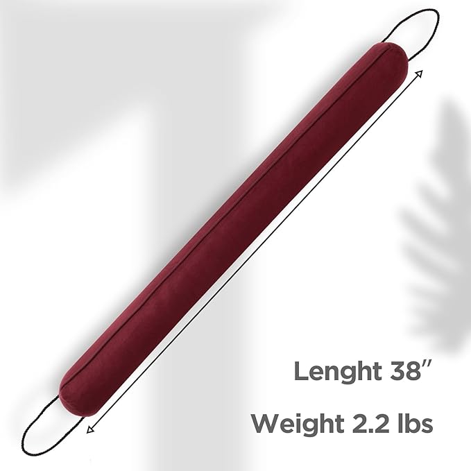 Sunolga 2 Packs 38 Inches 2.2LB Weighted Door Draft Stopper Filled with Glass Beads & Cotton, Removable Machine Washable Sound Proof Under Door Draft Blocker with Anti-Abrasion Bottom for Door, Red