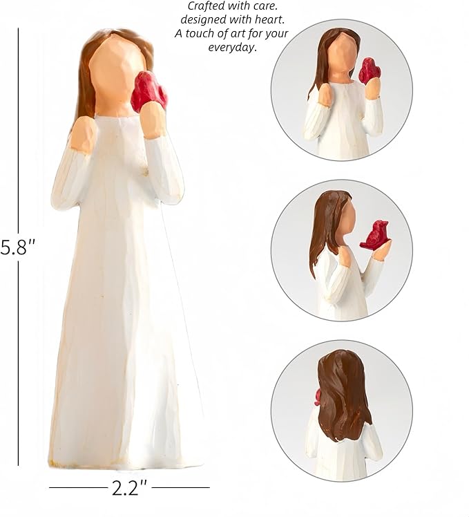 TOHLUCS Cardinal Angel Statue: Exquisite Sculpted Hand-Painted Messenger Figurine, Meaningful Remembrance Gift for Loss, Elegant Cardinal Gifts for Women, Christmas Ornaments & Memorial Home Decor
