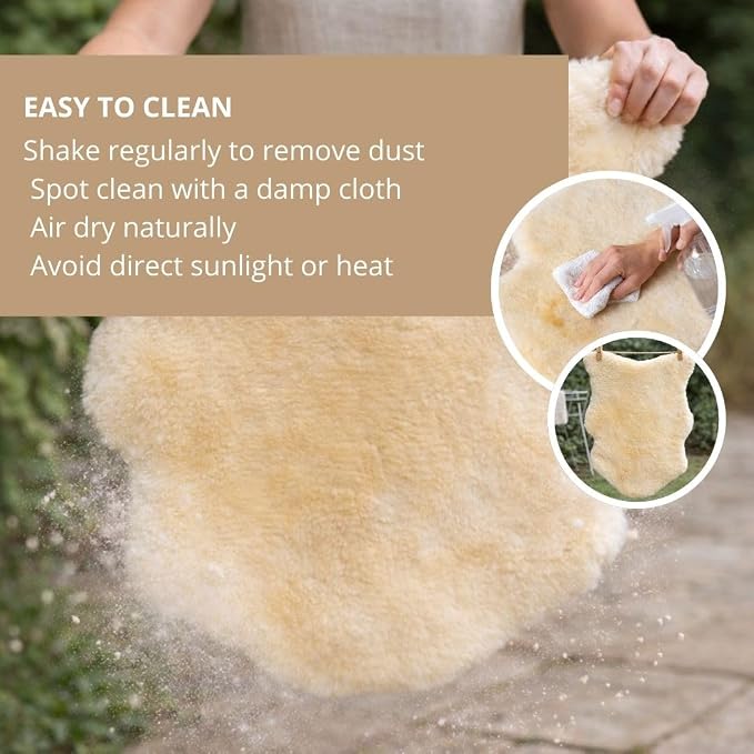 Premium Genuine Baby Sheepskin Rug – 100% Natural Soft Shorn Wool, Therapeutic Comfort for All Seasons, Cozy and Soothing for Nursery and Home – Made in Argentina