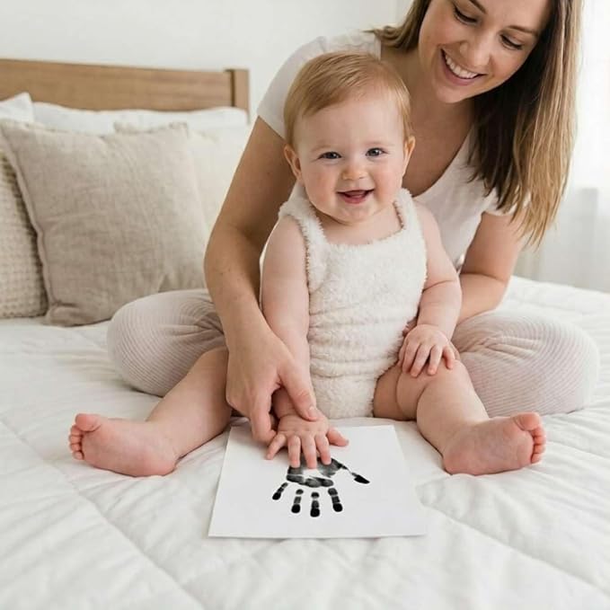 Baby Inkless Milestone Cards Hand Casting Kit Ink Print Hand and Footprint Kit Dog or Cat Pet Paw Print Kit Baby Newborn Footprint Kit Photo Album Keepsake Book Feet Stamp (Single FineGift Set)