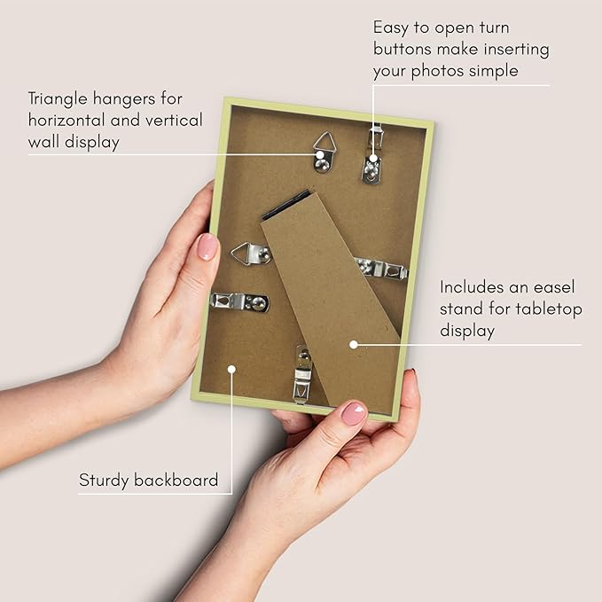 Americanflat 4x6 Picture Frame with Shatter-Resistant Glass - Streamline Collection - Thin Border Photo Frame for Tabletop and Wall Display - Hanging Hardware and Easel Stand Included - Gold