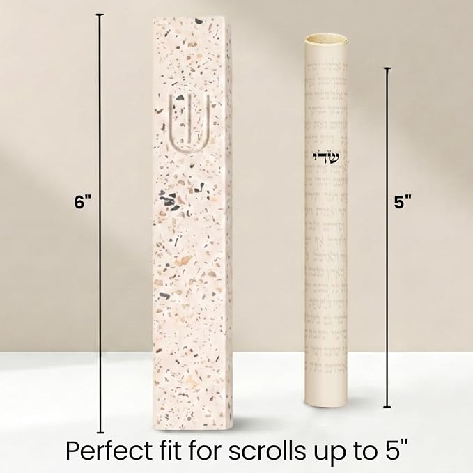 SURI Mezuzah for Door with Scroll – 6 Inch Modern Mezuzah Case with Non Kosher Scroll Included, Fits up to 5” Scroll, Easy Adhesive Installation, Gift Box Included