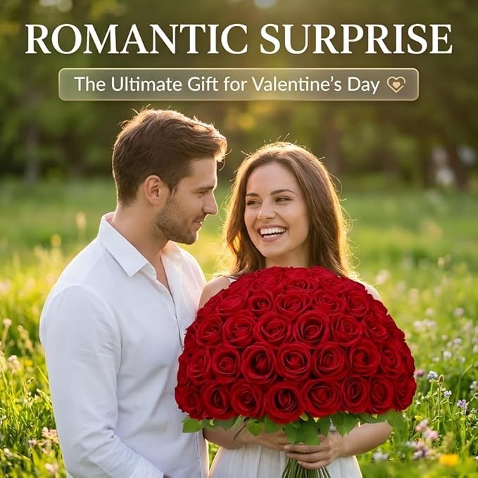 Waipfaru Red Roses Artificial Flowers Bulk, Real Touch Velvet Roses with Wrapping Paper, 50 Pcs Fake Flowers for Wedding Centerpieces Bridal Bouquet Valentines Mothers Day Decor