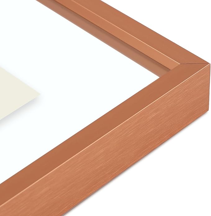 Golden State Art, 7 Pack Floating Frames for One 11x14, Two 8x10, and Four 5x7 Pictures. Aluminum Photos Frame for Wall Display (Rose Gold)