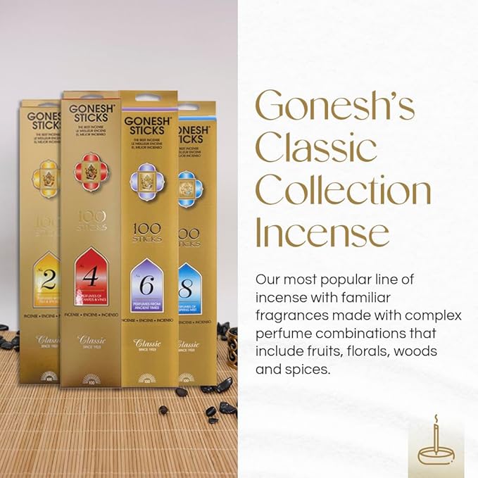 Gonesh - Classic Collection - Non-Toxic 10” Slow Burn Fruit & Floral Aromatic Sticks - No. 4-100 Pack