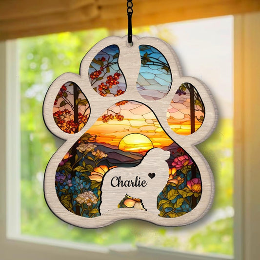 Personalized Great Pyrenees Suncatcher Dog Memorial Gifts, Custom Great Pyrenees Ornament Christmas Tree, Pet Remembrance Gift, Loss of Dog Sympathy Gift, Pets Memorial Ornament, Pet Loss Suncatcher