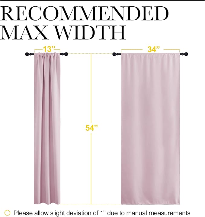 NICETOWN Kitchen Curtains, Privacy & Light Block Out Window Curtains & Drapes for Loft, Cupboard, Cafe, Girls Bedroom (Lavender Pink, 34 in x 54 in (W x L), 2 Panels)