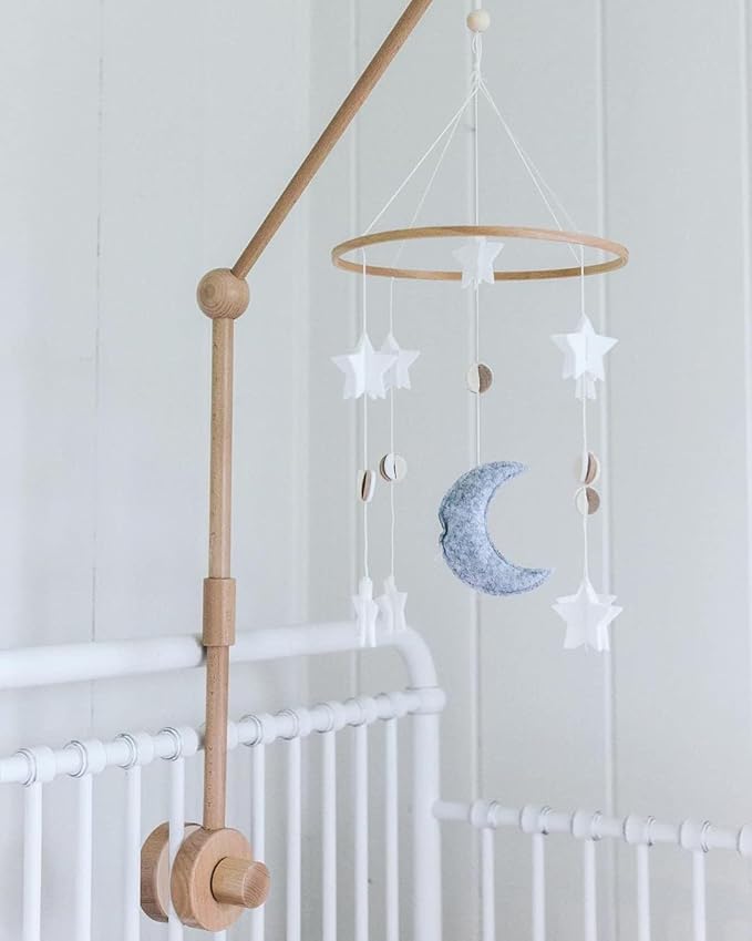 Baby Crib Mobile Arm Wooden Holder - Baby Mobile Hanger for Crib (31 inch, 100% Natural Beechwood) Strong Anti Slip - Nursery Decor & Gift Accessories (Original)