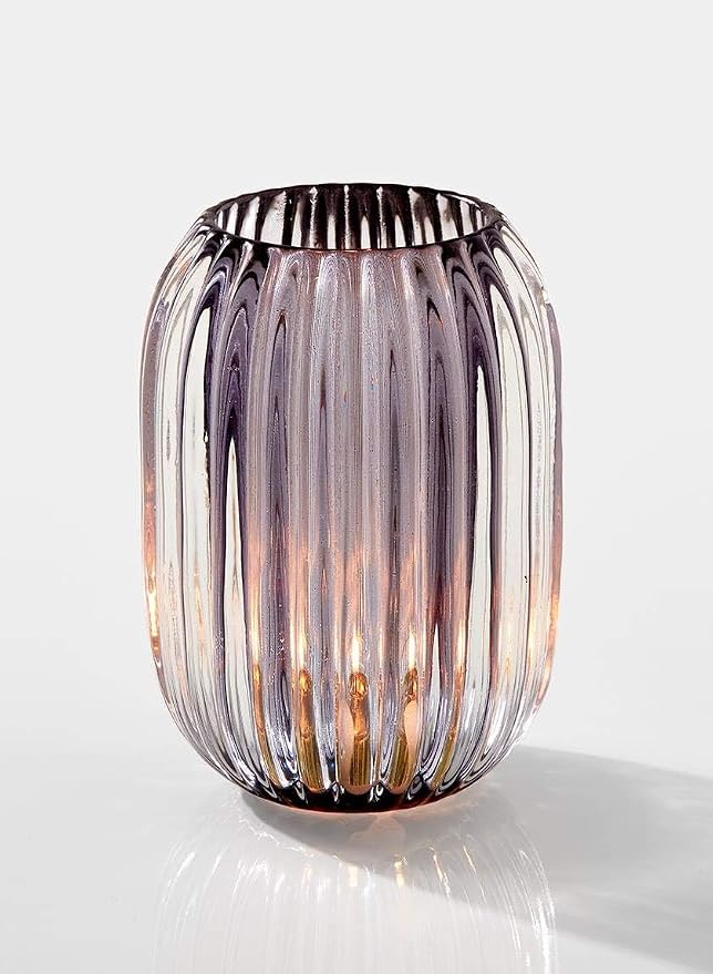 Serene Spaces Living Smoke Grey Optical Glass Votive Holder, Perfect for Weddings and Home Décor, 5" Tall and 3.5" Diameter, Set of 12