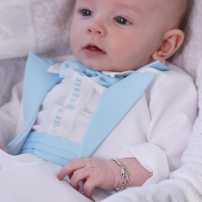 Cherished Moments Personalized Baptism to Bride Cross Bracelet with Initial Charm for Boys in 925 Sterling Silver