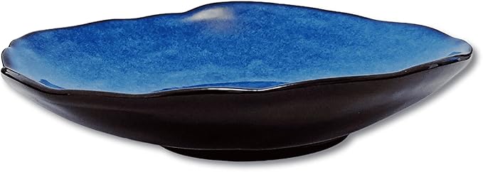 10 Inch Ceramic Decorative Plate, Blue Reactive Glaze Shallow Dish | Handcrafted entryway console display. Elegant artisan platter.