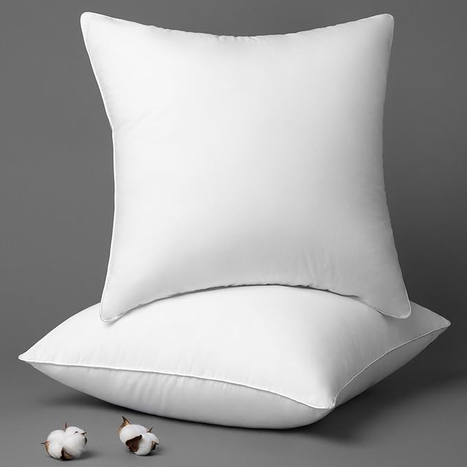 Phantoscope 24 x 24 Pillow Inserts - Throw Pillow Inserts with 100% Cotton Cover - 24 Inch Square Forms Pillow Sham Stuffer - Decorative Couch Cushion Pillows (2 Pack, 24 Inches)