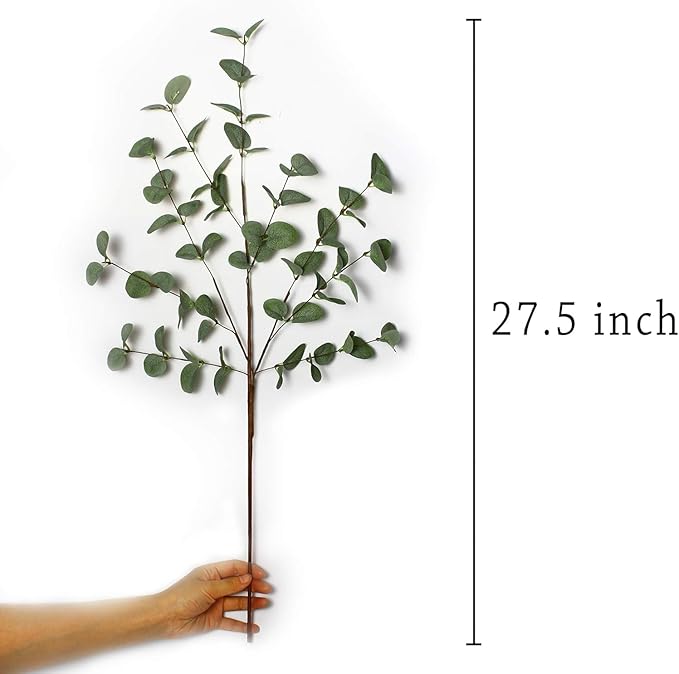 12 Pcs 27" Eucalyptus Stems Greenery Stems Eucalyptus Leaf Spray in Green Silk Plastic Plants Floral Artificial Plants for Home Party Wedding Decoration