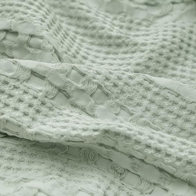 PHF 100% Cotton Waffle Weave Euro Sham Covers, 2 Pack 26" x 26" Bed Pillow Covers for Elegant Home Decor, No Filling, Luxury Aesthetic Soft Euro Pillow Cases for Bed, Mint Green