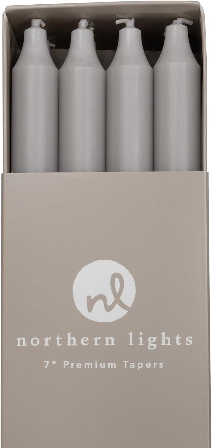 Northern Lights Candles - 7" 12pk Tapers - Stone - 71750