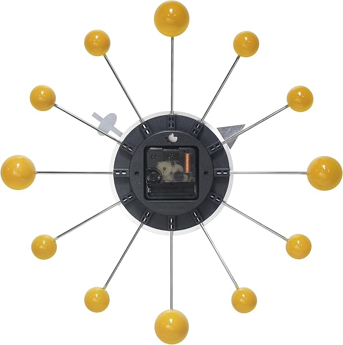 Infinity Instruments LTD. Orb Spoke Starburst Wall Clock, Saffron, 15"