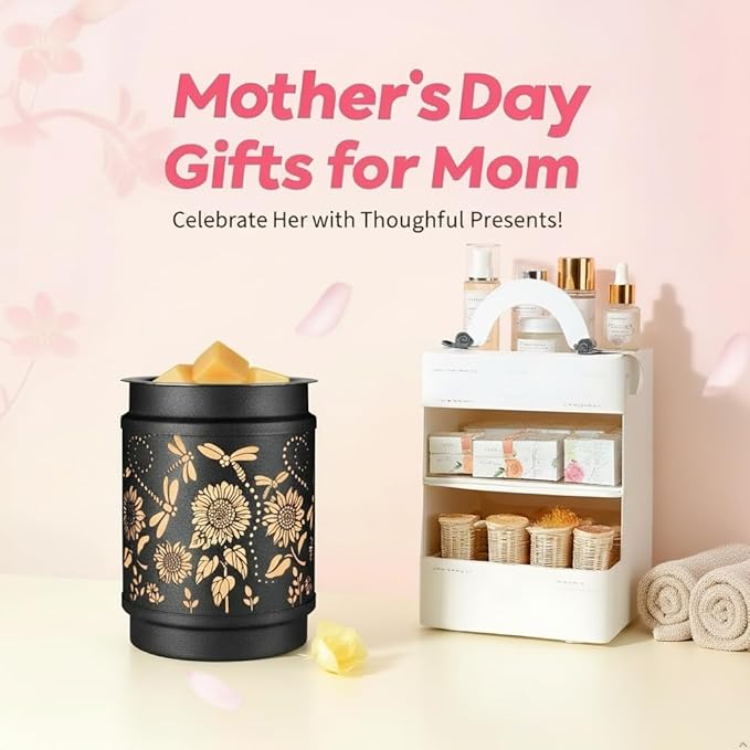 kobodon Wax Melt Warmer Metal Wax Warmer for Scented Wax Electric Fragrance Candle Oil Burner 2 in 1 Wax Melts as Gifts for Moms Grandma Women Girls(Sunflower)