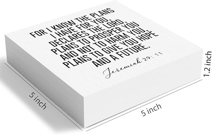 For I Know the Plans I Have for You Jeremiah 29:11 Wooden Box Sign Inspirational Decor Christian Gifts Bible Verse Decorations for Home Office Shelf Table Desk Gifts for Women 5 x 5 Inch