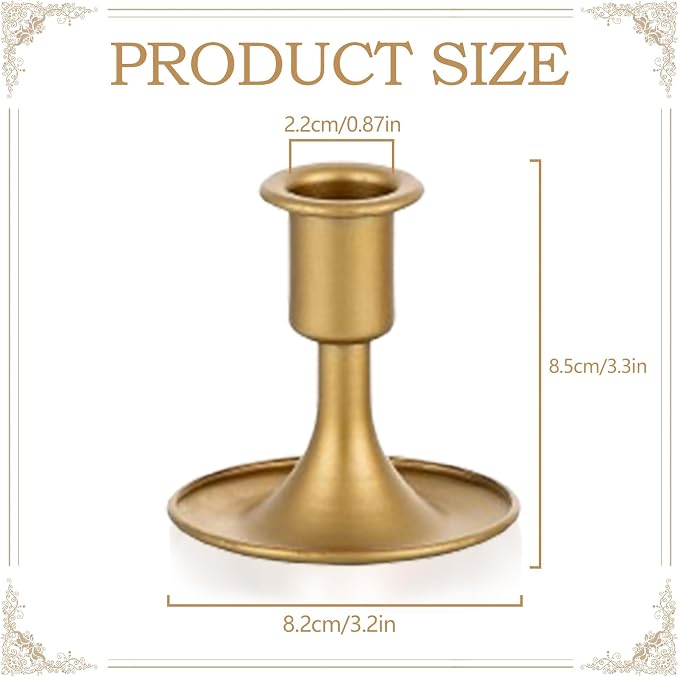 24 Pcs Gold Candle Holders,Taper Candle Holders Candlestick Holders Vintage Gold Low Metal Candles Sticks for Table Centerpiece Wedding Candlelight Dinner Christmas Birthday Decor