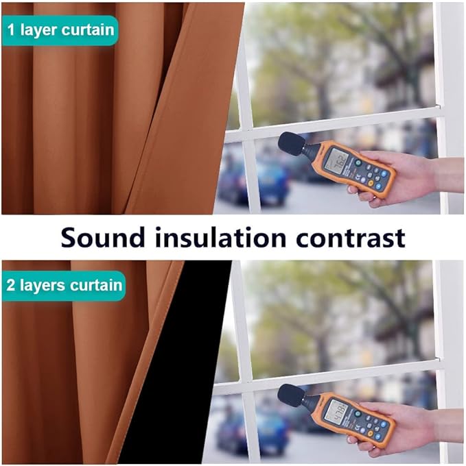 NICETOWN Full Shading Curtains for Windows, Super Heavy-Duty Black Lined Blackout Curtains for Bedroom, Privacy Assured Window Treatment (Burnt Orange, Pack of 2, 52 inches W x 95 inches L)