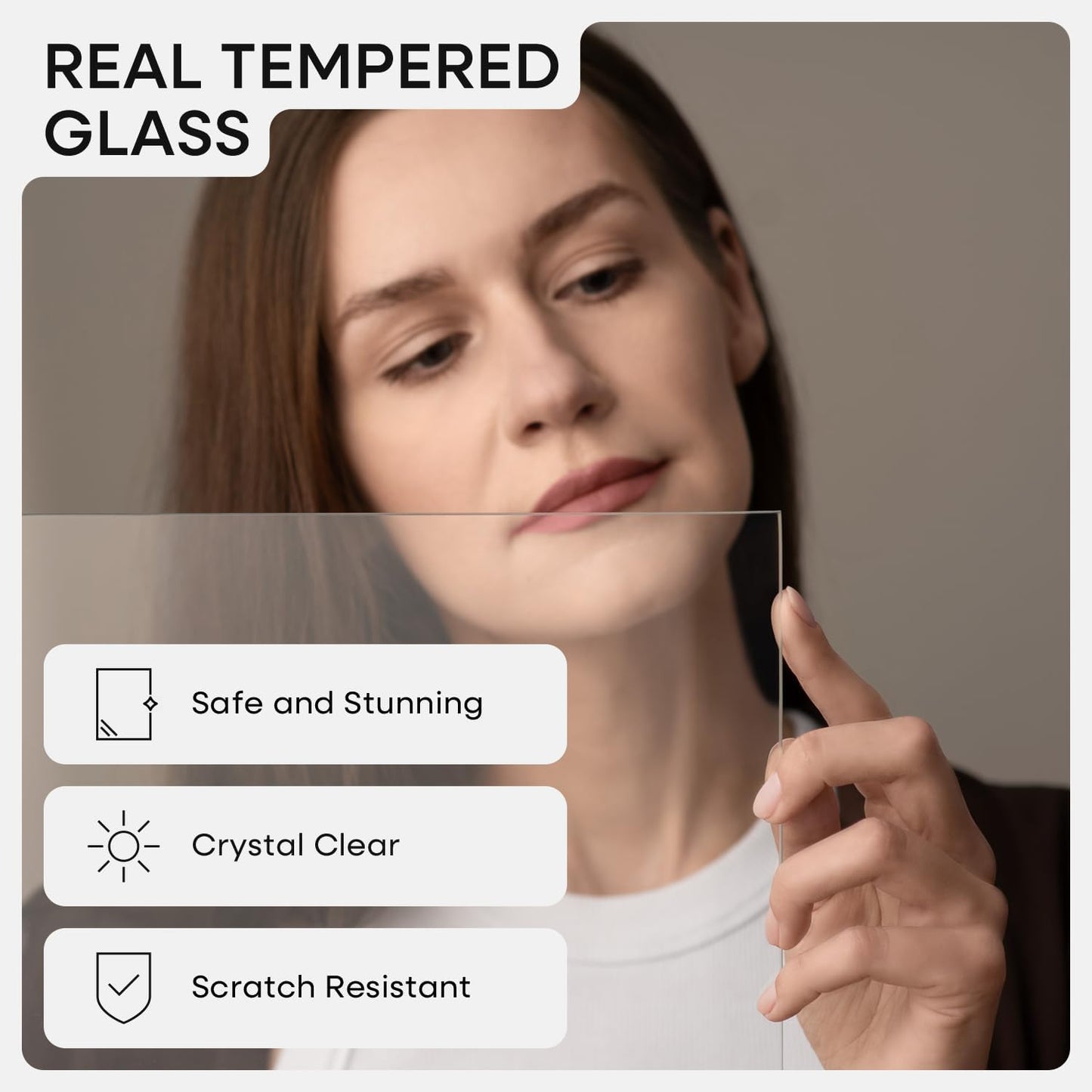 Homeforia 20x20 Brown Picture Frame, High End Dark Oak 20 x 20 Square Wood Frame with Mat 16 x 16 for Photo, 20by20 Wooden Walnut Poster Frame Matted to 16x16 Print, Tempered Glass, Wall Kit, Set of 1