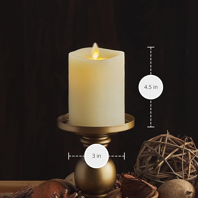Luminara - Flameless LED Battery Operated Flickering Pillar Candles - Ivory - Pack of 1-3x4.5 - Realistic Moving Flame Real Wax Indoor/Outdoor Decor