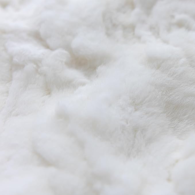 Genuine Rabbit Fur Throw Pillow Covers Set of 2,Luxury Decorative Pillowcases Soft Fluffy Animal Skin Accents Bolster Cushion Cover for Couch Sofa Bedroom Living Room Home,12x20inch,White