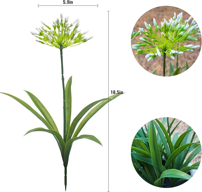 Faux Outdoor Flowers Realistic Artificial Plants 8 Bundles Plastic Flower Outside 18.9 in Fake Greenery Stems Green Flower for Pot Planter Decor Outside